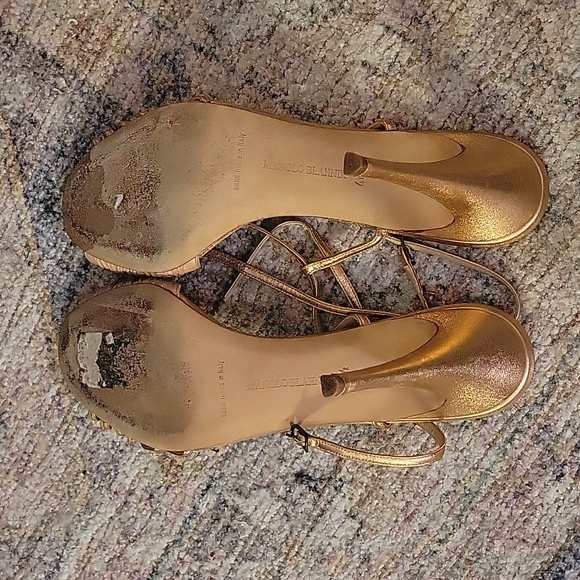 Manolo Blahnik Rose Gold Strappy Heels - Picture 5 of 7
